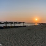 Plaka beach at sunset